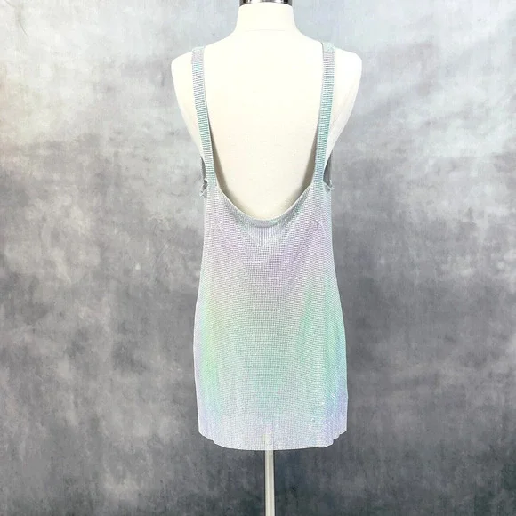 House of Harlow 1960 Rhinestone Mini Dress Womens Medium Disco Iridescent Club - Picture 2 of 9